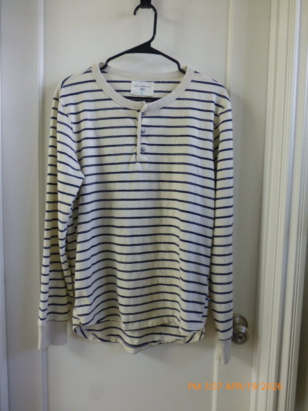 Sol Angeles Mens Cotton blend Striped Long Sleeve Shirt Size M Made in USA